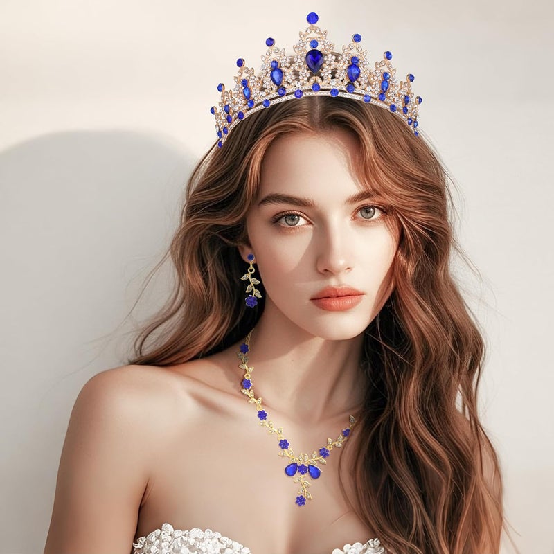 Kamirola Tiaras and Crowns for Women,Tiaras Earrings Necklace, Crystal Bridal Jewelry Set, Costume Party Halloween Prom Pageant Jewelry for Women(TR45) - Image 4
